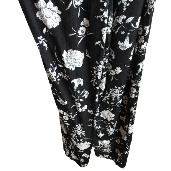 Zara Dark Floral Print Jumpsuit Size XS Long Sleeves V-Neck Going Out Outfit - Picture 10 of 15